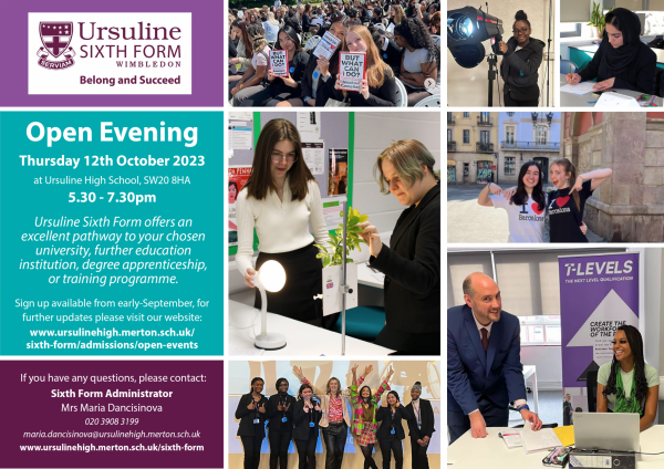 OPEN EVENING SIXTH FORM ADVERT 2023